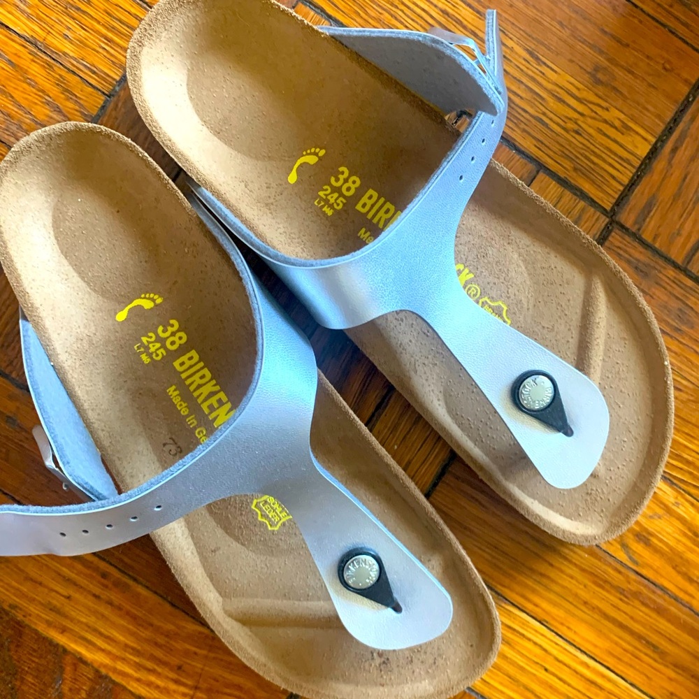 Silver Birko Flor Gizeh Birkenstock Sandals